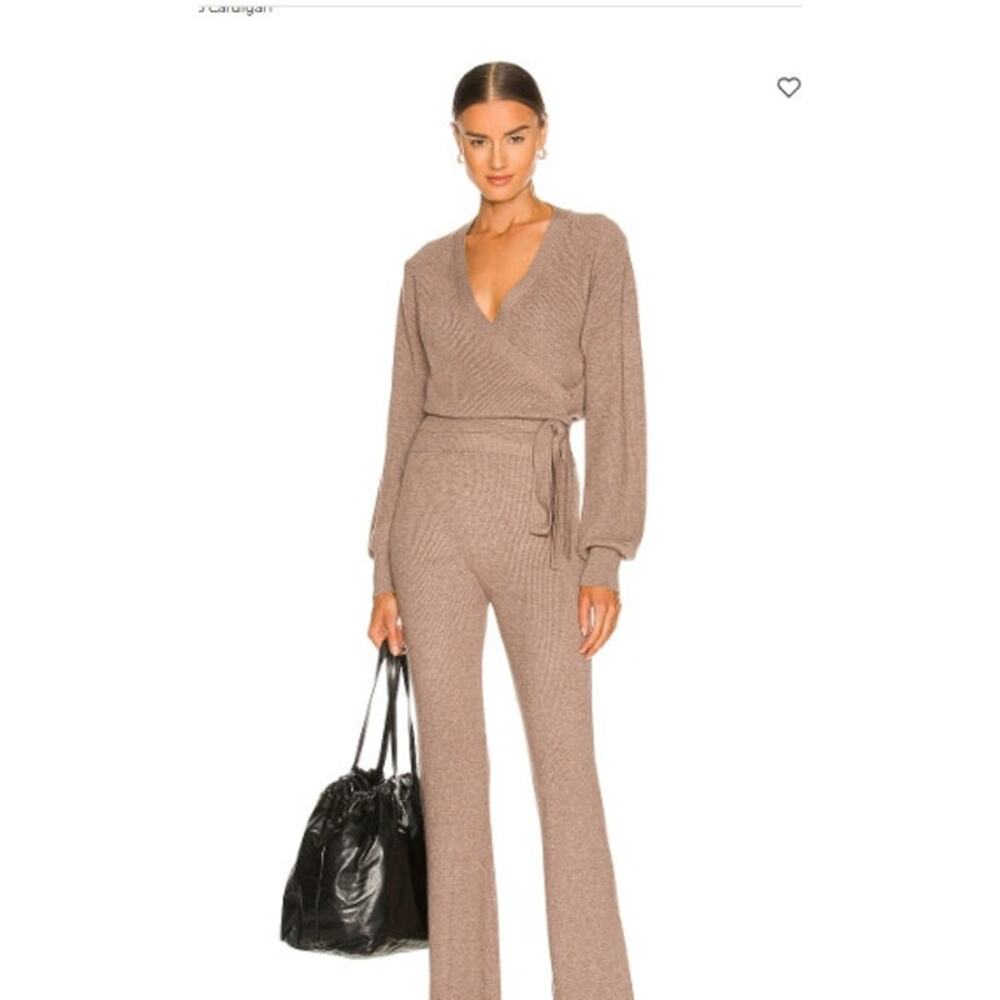 Le Ore Revolve Lodi Pointelle Knit Wrap Cardigan‎ Size Medium In Walnut